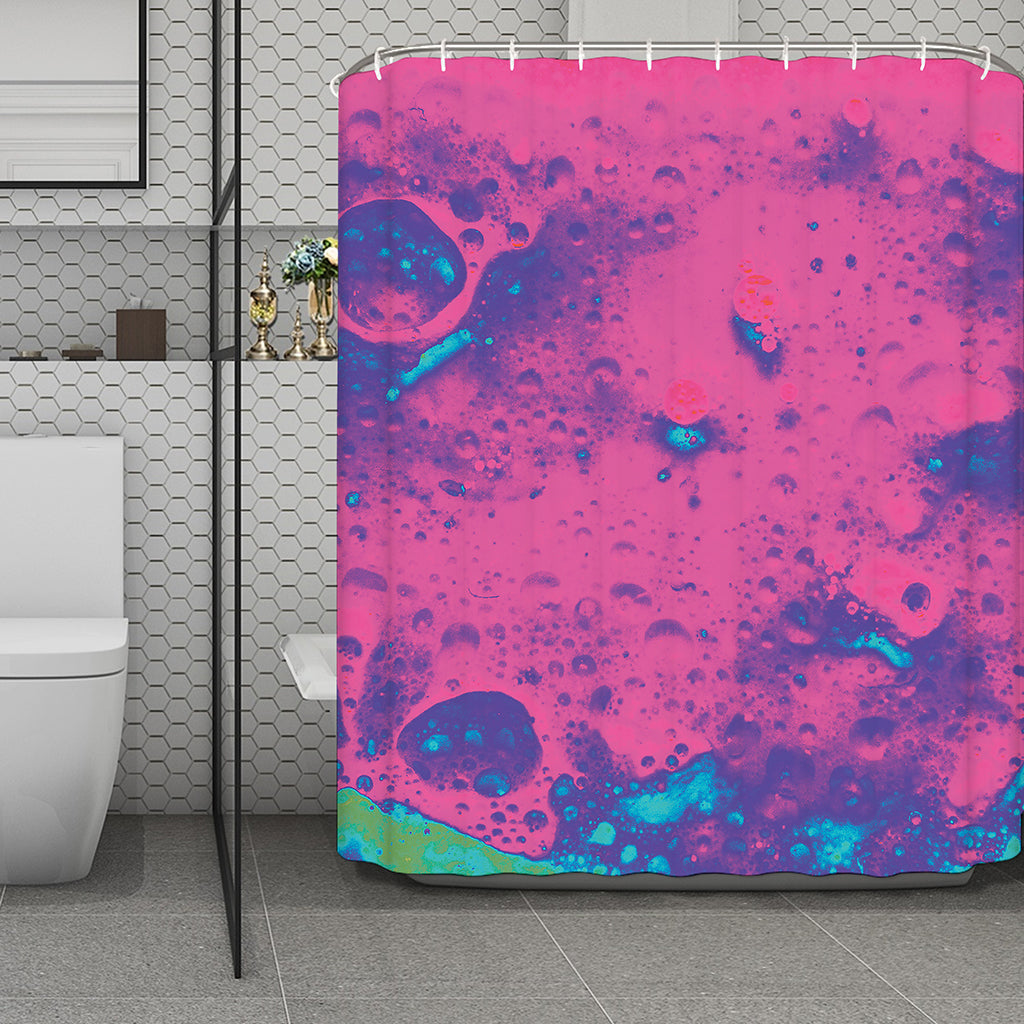 Pink And Blue Acid Melt Print Polyester Shower Curtain