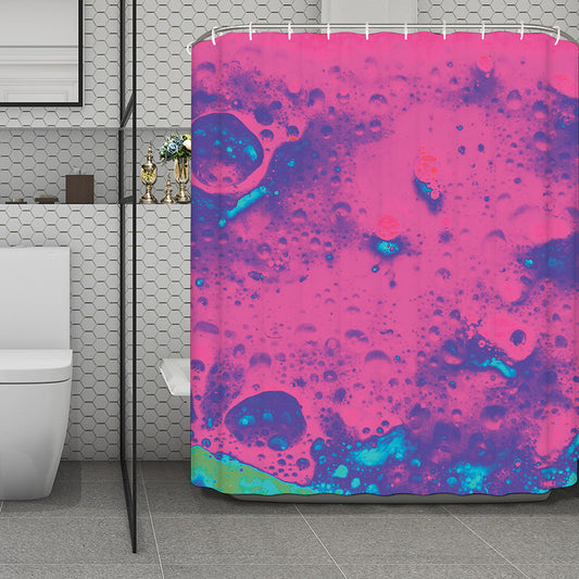 Pink And Blue Acid Melt Print Polyester Shower Curtain