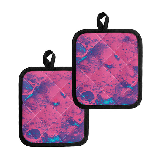 Pink And Blue Acid Melt Print Pot Holders