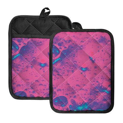 Pink And Blue Acid Melt Print Pot Holders With Pocket