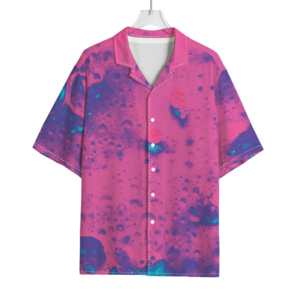 Pink And Blue Acid Melt Print Rayon Hawaiian Shirt