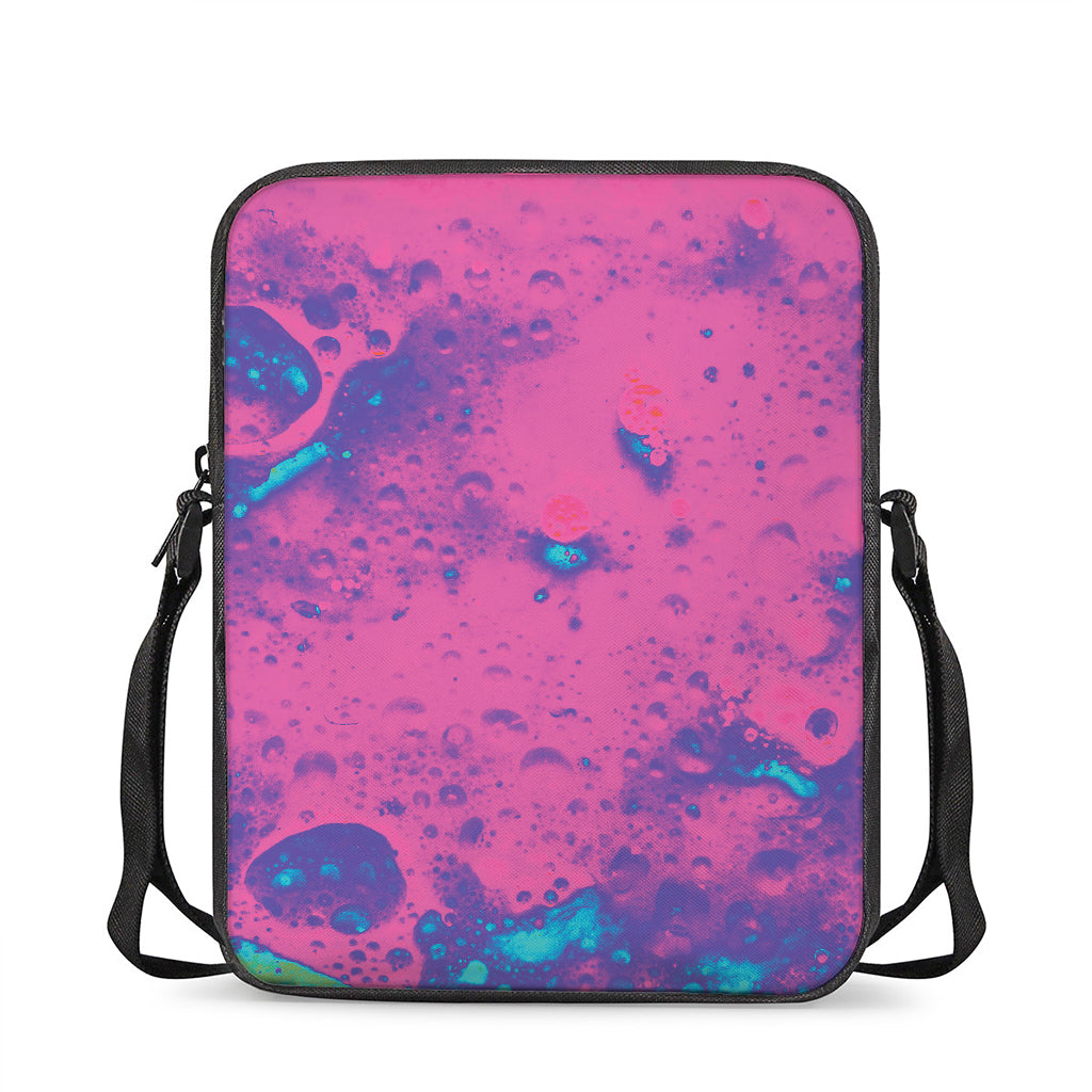 Pink And Blue Acid Melt Print Rectangular Crossbody Bag