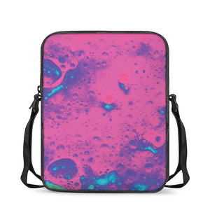 Pink And Blue Acid Melt Print Rectangular Crossbody Bag