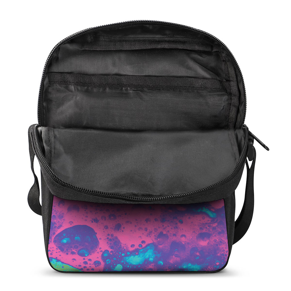 Pink And Blue Acid Melt Print Rectangular Crossbody Bag