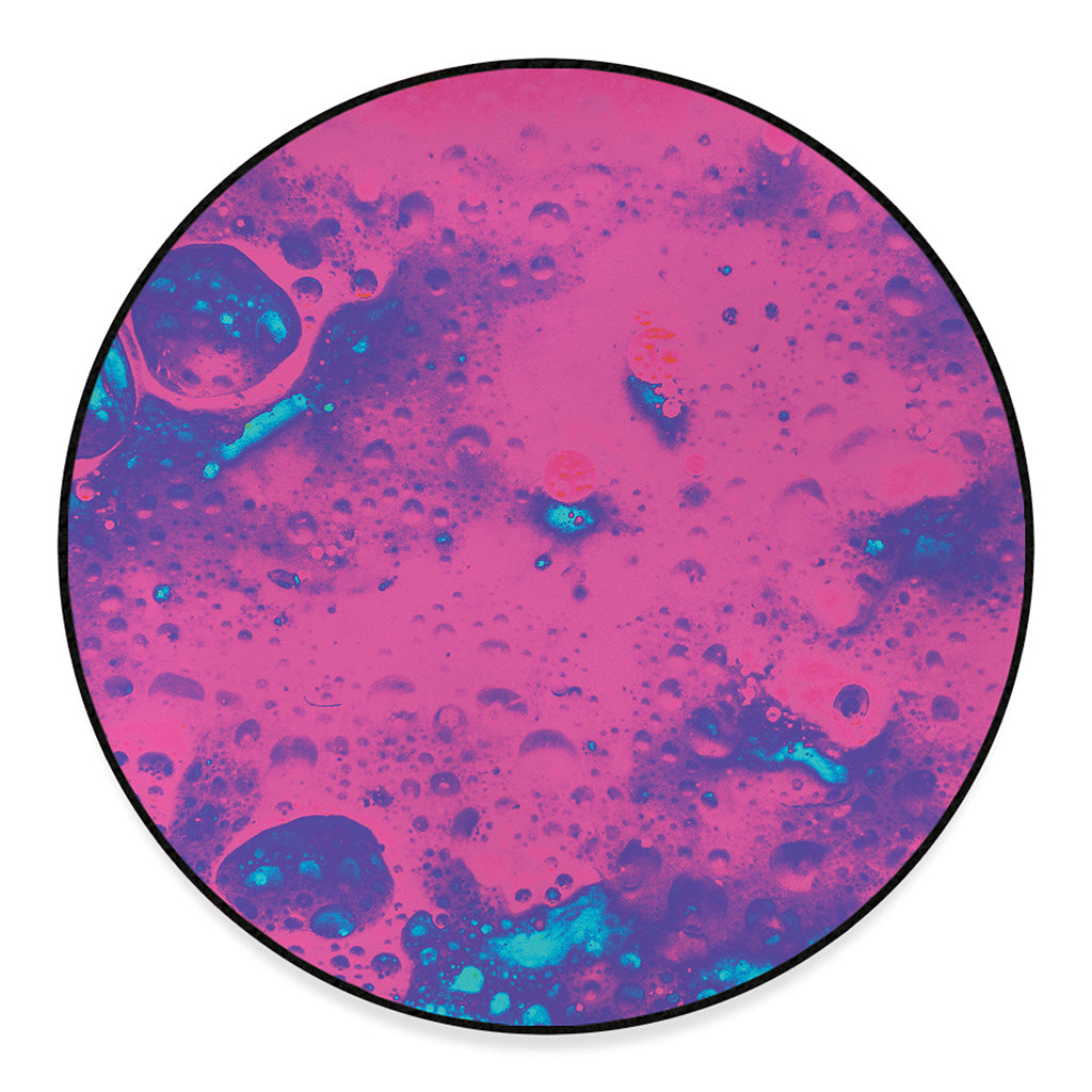 Pink And Blue Acid Melt Print Round Floor Mat