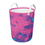 Pink And Blue Acid Melt Print Round Laundry Basket