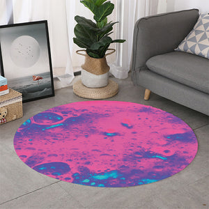 Pink And Blue Acid Melt Print Round Rug