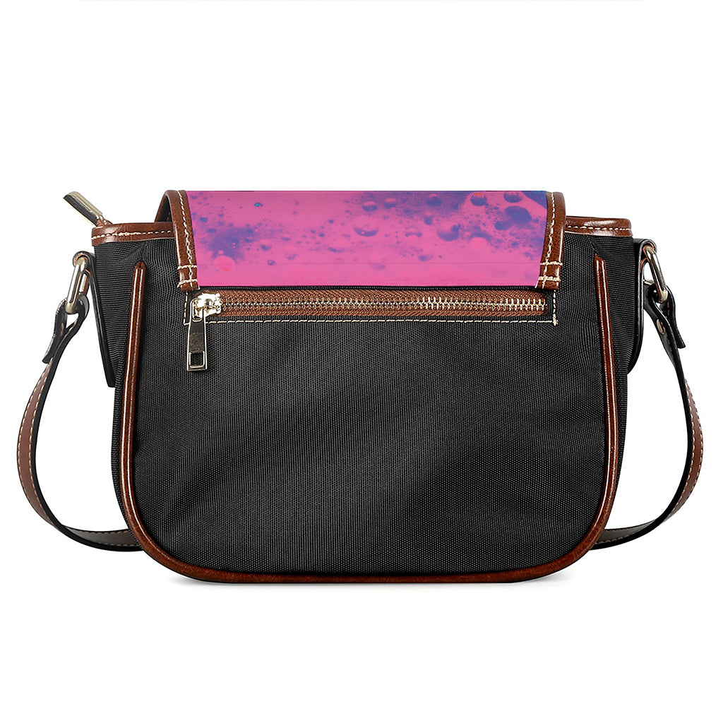 Pink And Blue Acid Melt Print Saddle Bag