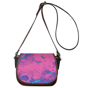 Pink And Blue Acid Melt Print Saddle Bag