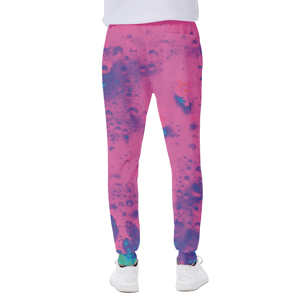 Pink And Blue Acid Melt Print Scuba Joggers