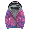 Pink And Blue Acid Melt Print Sherpa Lined Zip Up Hoodie