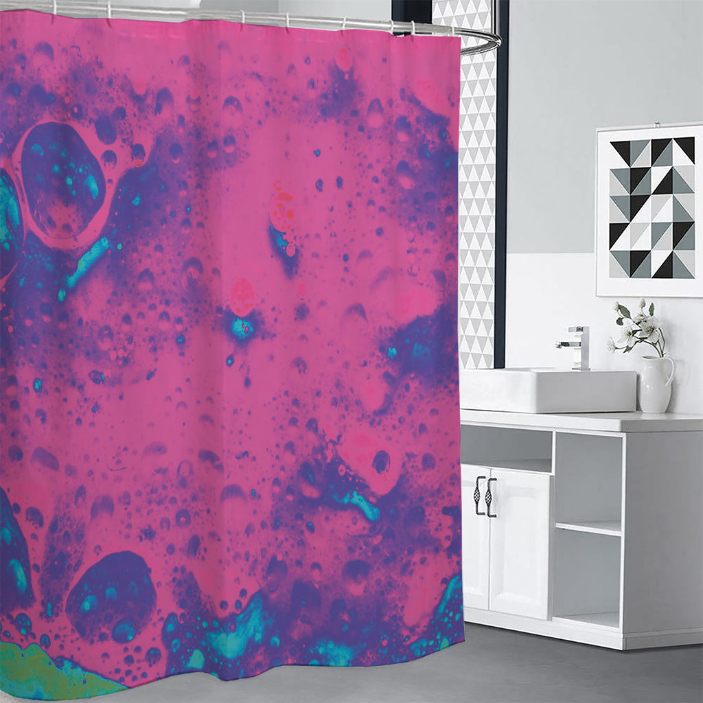 Pink And Blue Acid Melt Print Shower Curtain