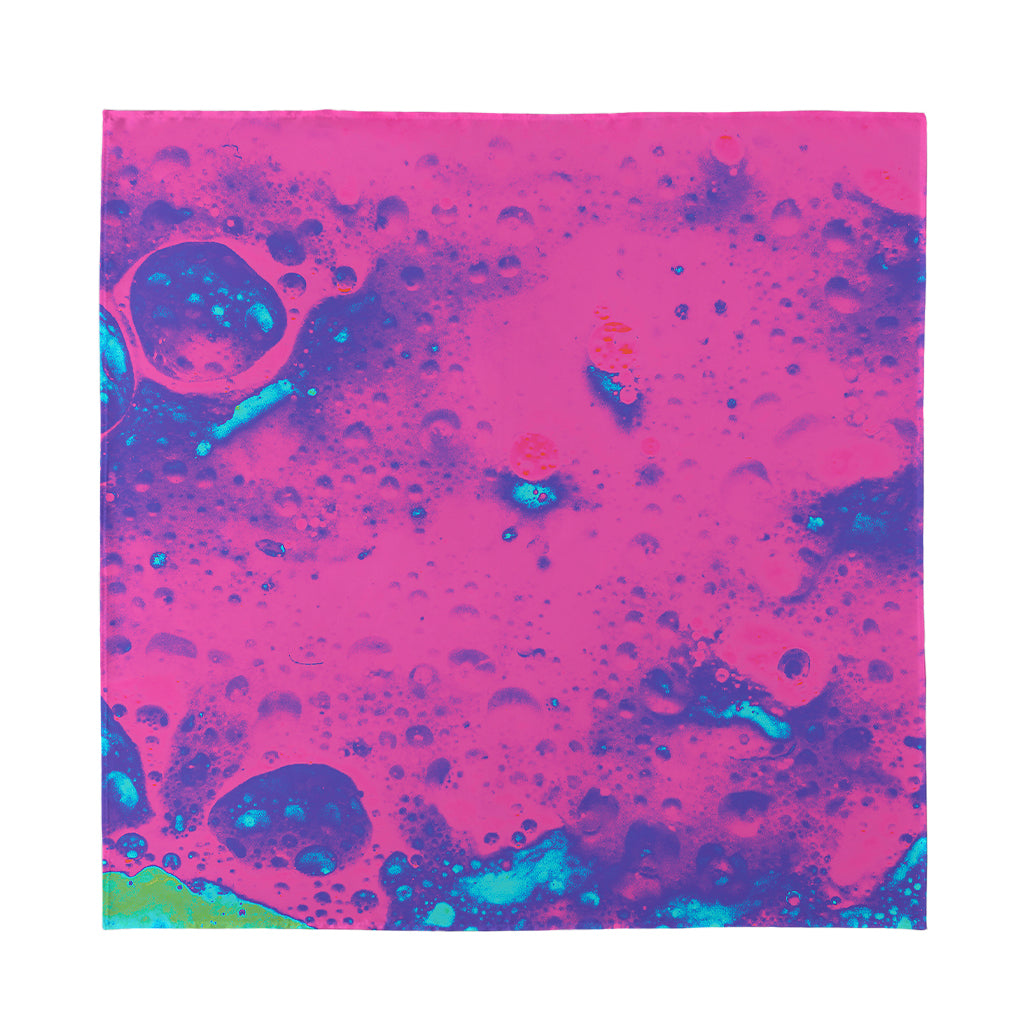 Pink And Blue Acid Melt Print Silk Bandana