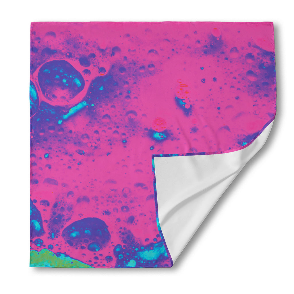 Pink And Blue Acid Melt Print Silk Bandana