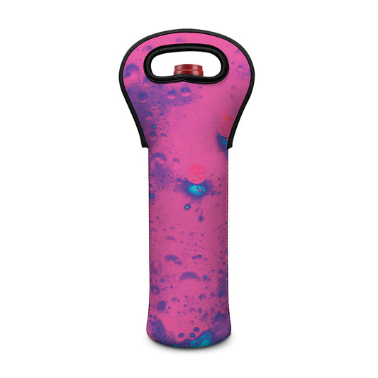 Pink And Blue Acid Melt Print Single Neoprene Wine Tote