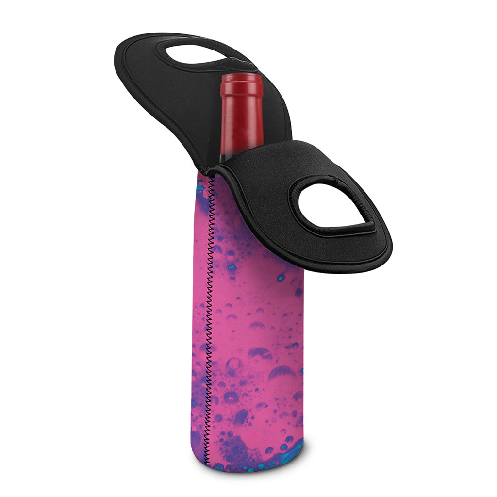 Pink And Blue Acid Melt Print Single Neoprene Wine Tote
