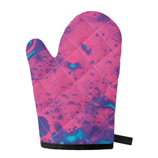 Pink And Blue Acid Melt Print Single Oven Mitt