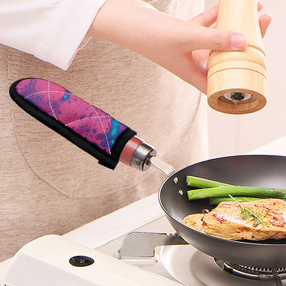 Pink And Blue Acid Melt Print Skillet Handle Cover