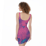 Pink And Blue Acid Melt Print Sleeveless Bodycon Dress