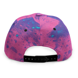 Pink And Blue Acid Melt Print Snapback Cap