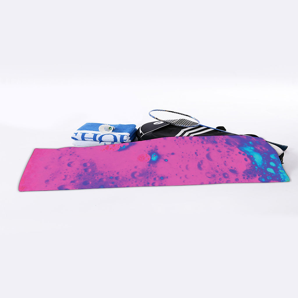 Pink And Blue Acid Melt Print Sports Towel