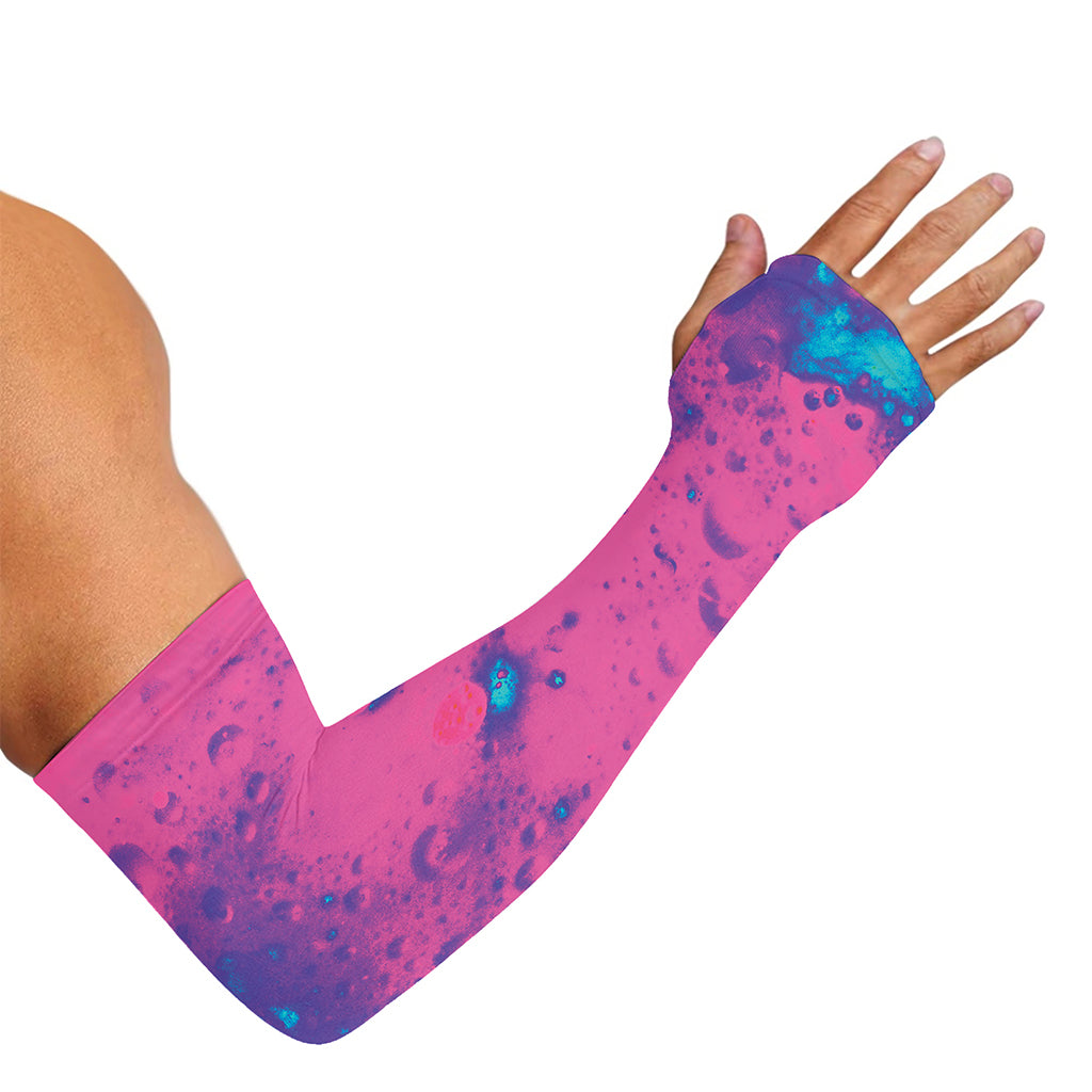 Pink And Blue Acid Melt Print Sun Protection Arm Sleeves