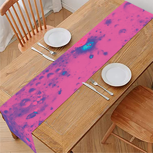 Pink And Blue Acid Melt Print Table Runner