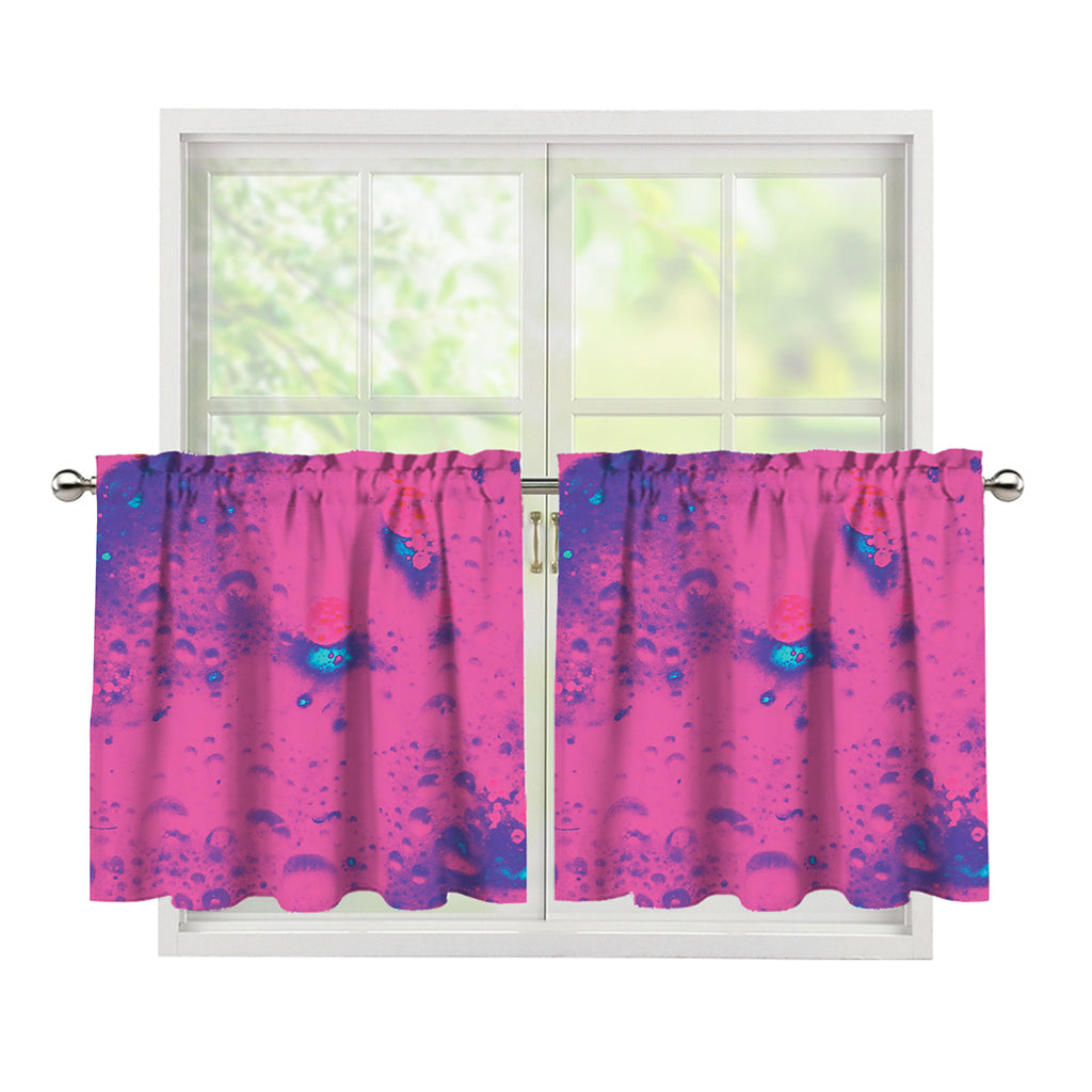 Pink And Blue Acid Melt Print Tier Curtains