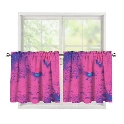 Pink And Blue Acid Melt Print Tier Curtains