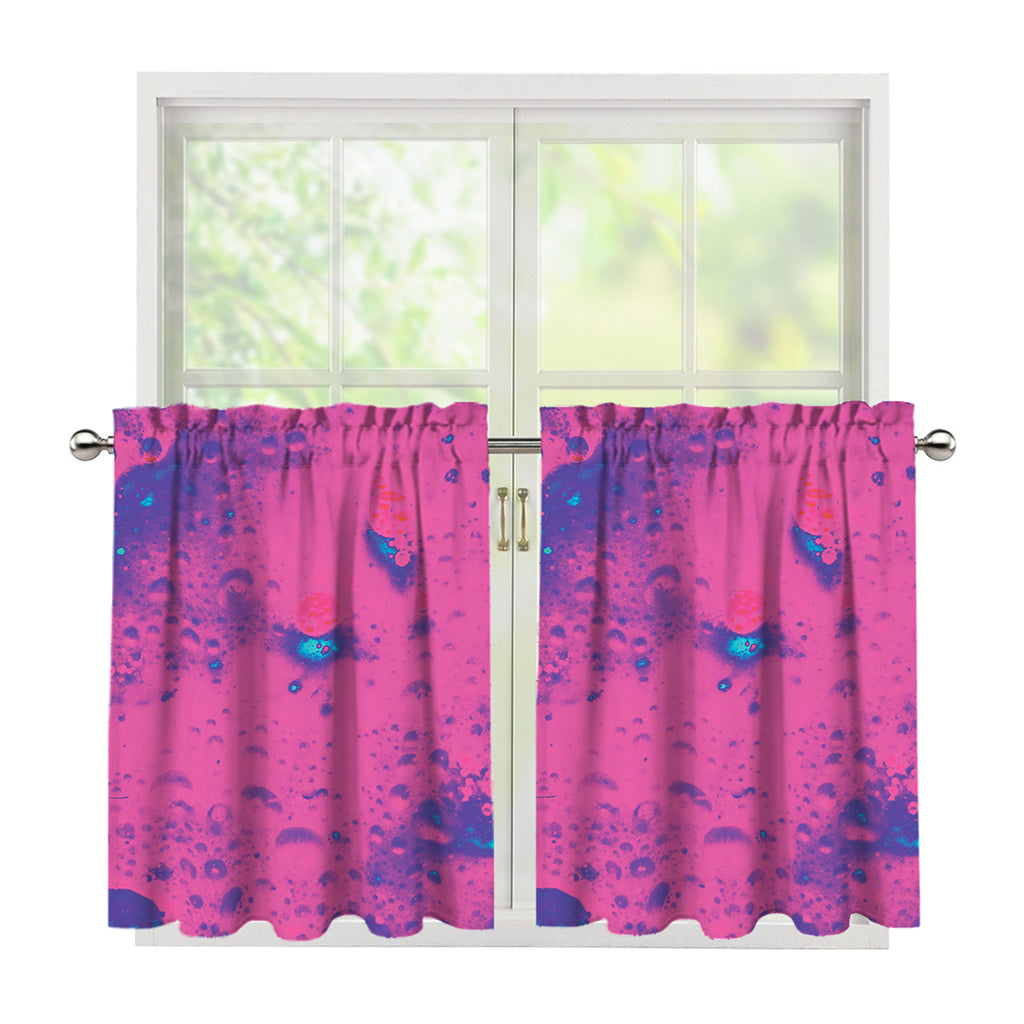 Pink And Blue Acid Melt Print Tier Curtains
