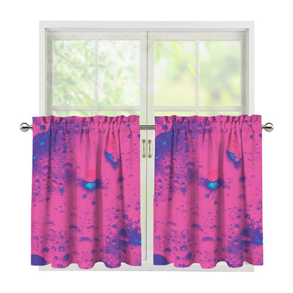 Pink And Blue Acid Melt Print Tier Curtains