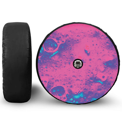 Pink And Blue Acid Melt Print Tire Cover With Camera Hole