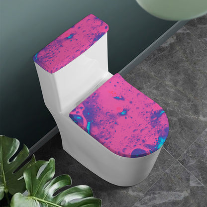 Pink And Blue Acid Melt Print Toilet Lid And Tank Cover Set