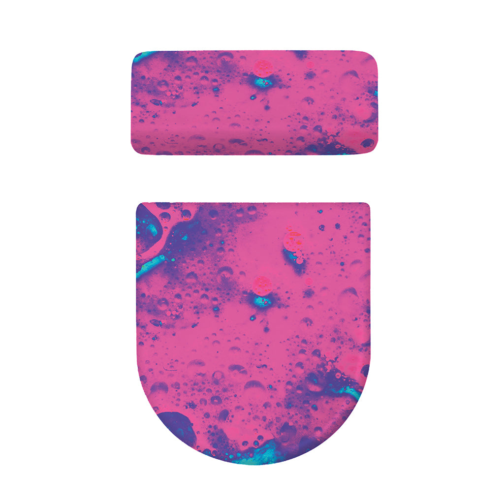 Pink And Blue Acid Melt Print Toilet Lid And Tank Cover Set