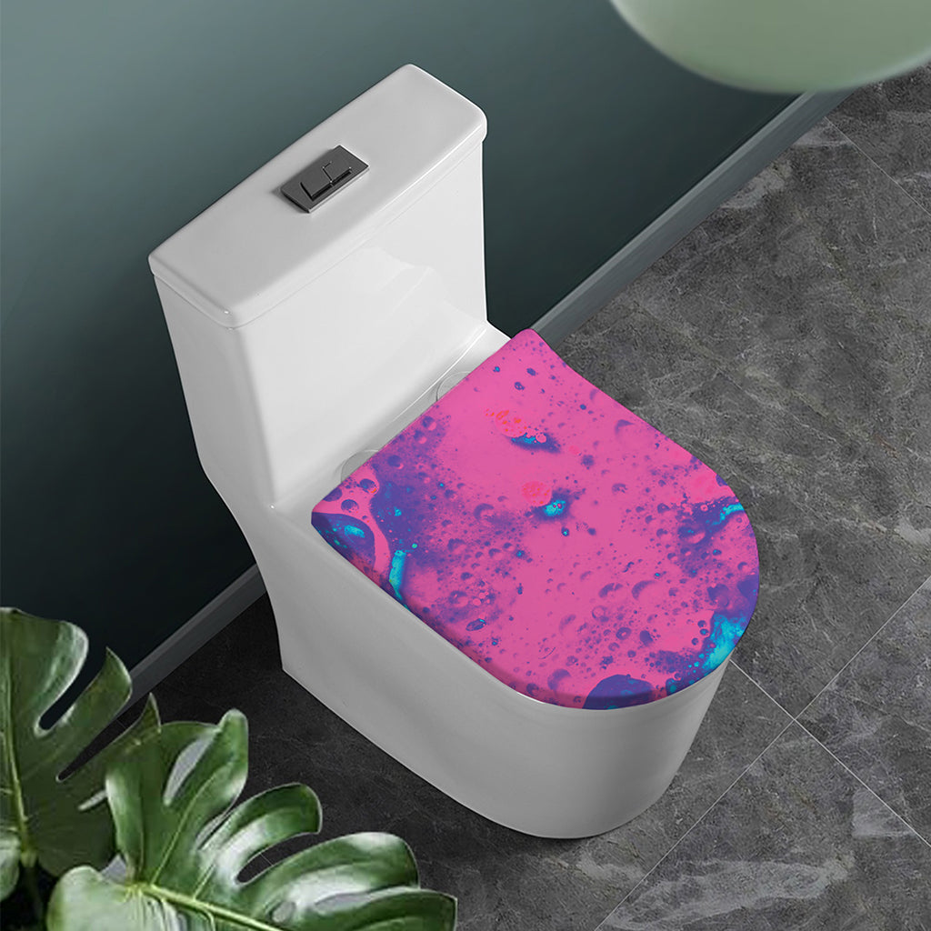 Pink And Blue Acid Melt Print Toilet Lid Cover
