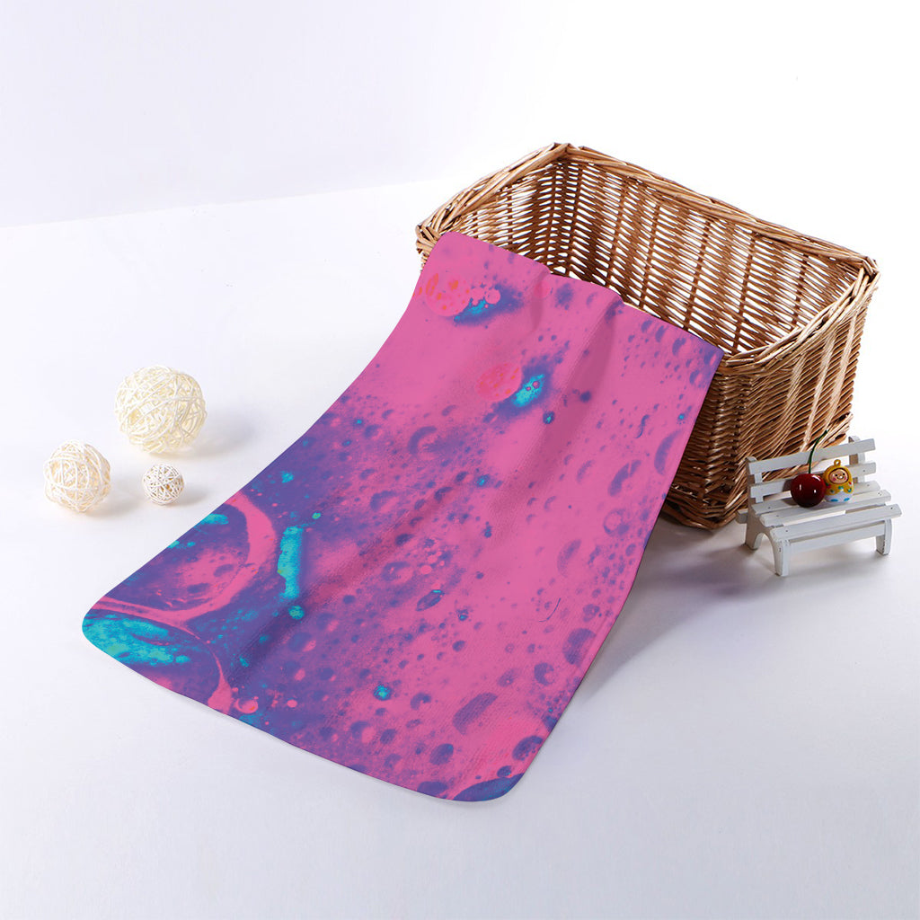 Pink And Blue Acid Melt Print Towel