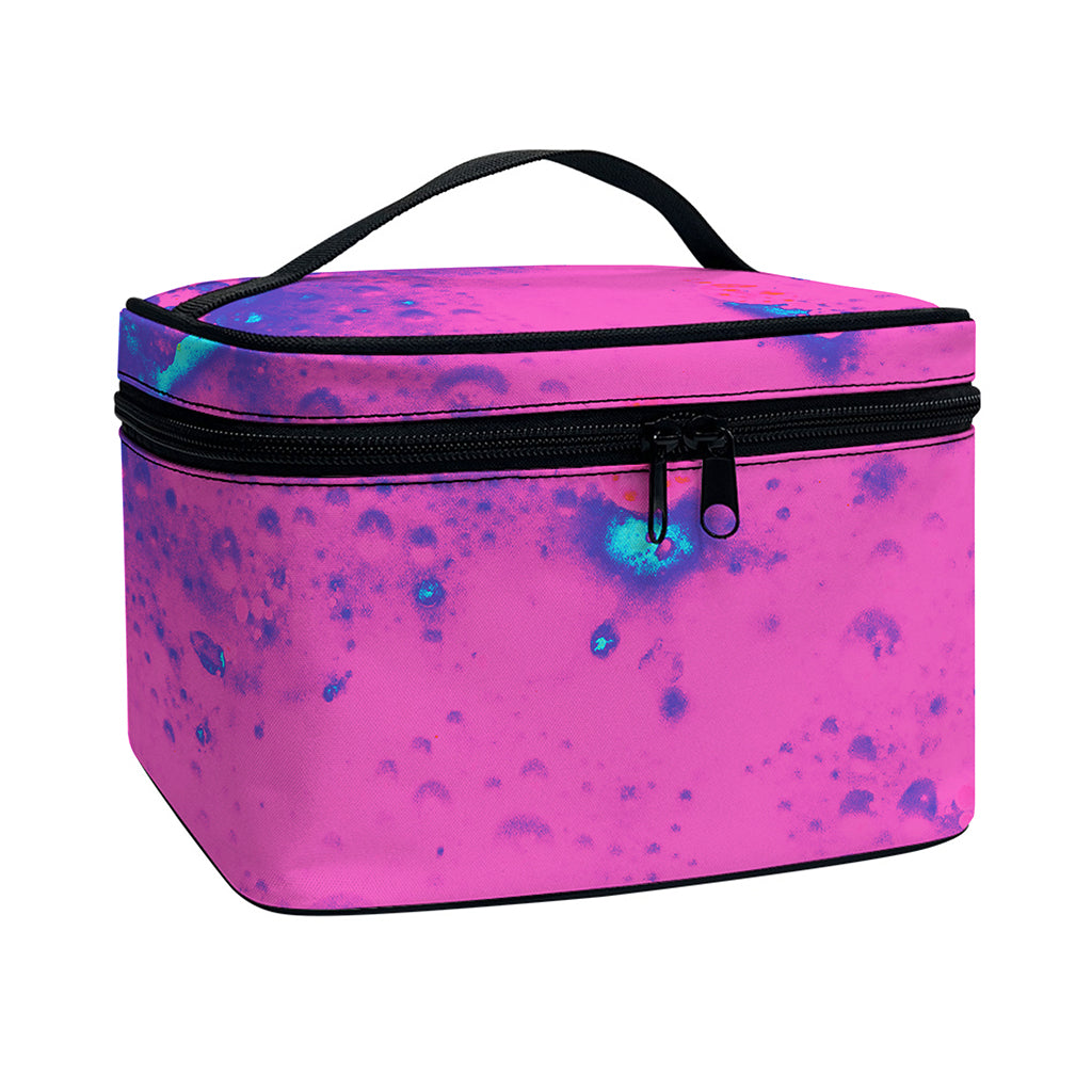 Pink And Blue Acid Melt Print Travel Makeup Bag