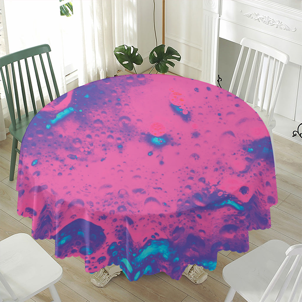 Pink And Blue Acid Melt Print Waterproof Round Tablecloth