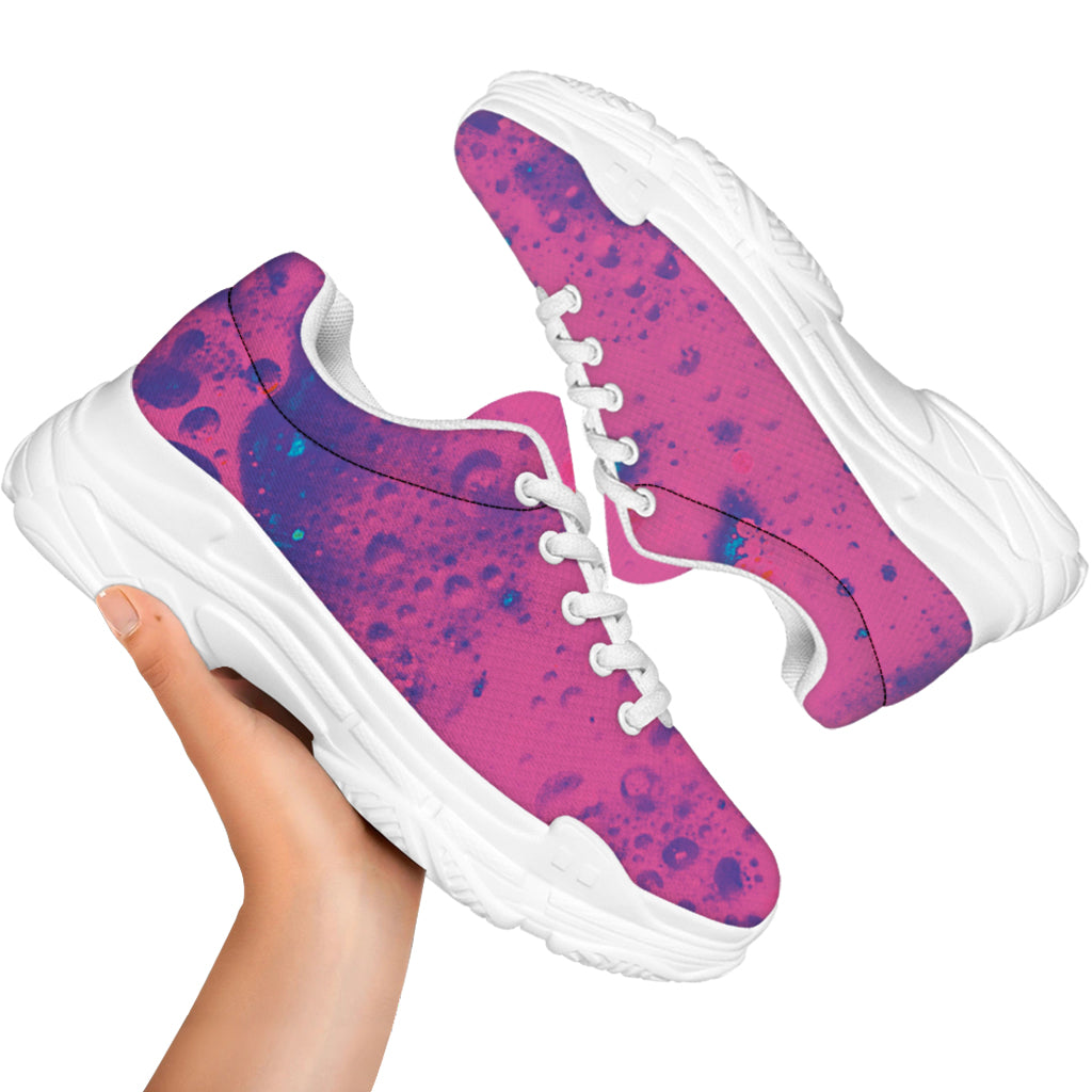 Pink And Blue Acid Melt Print White Chunky Shoes