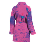 Pink And Blue Acid Melt Print Women's Bathrobe