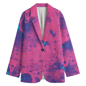 Pink And Blue Acid Melt Print Women's Blazer