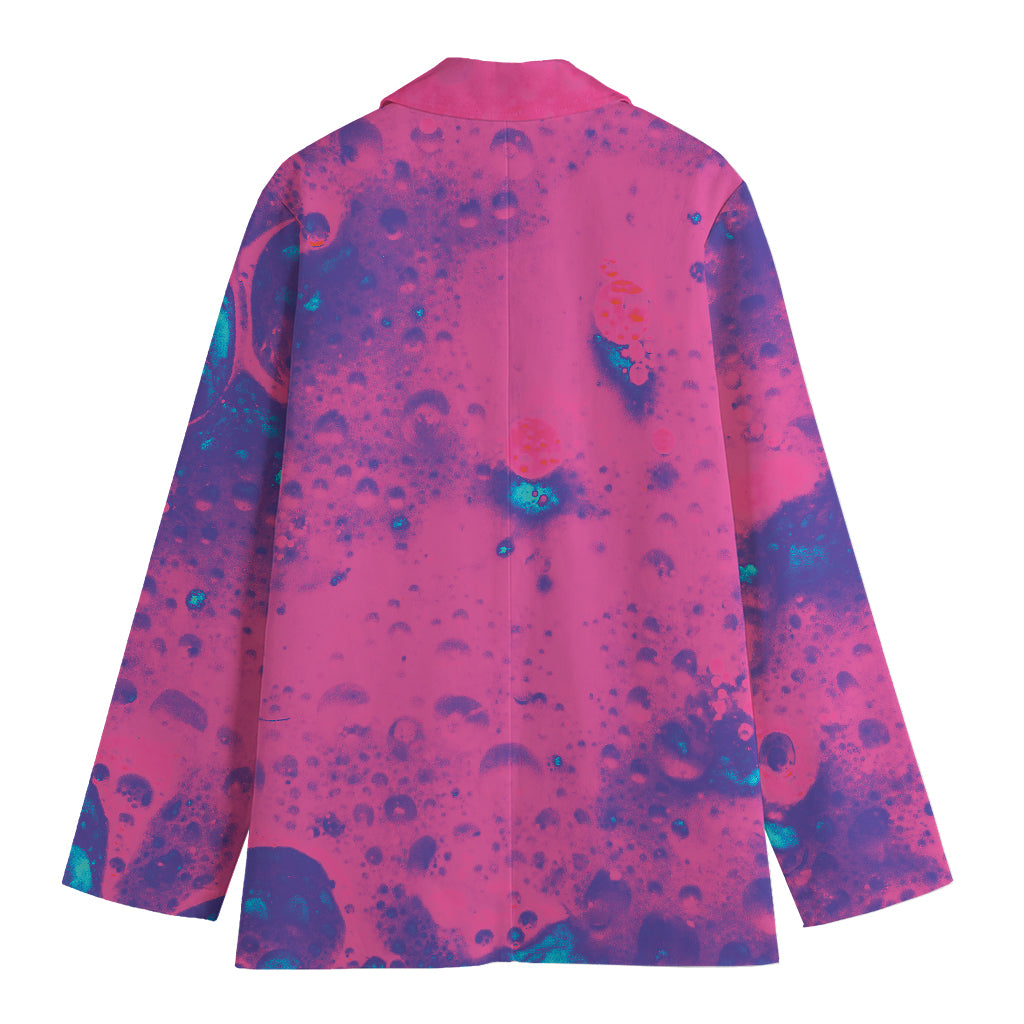 Pink And Blue Acid Melt Print Women's Blazer