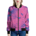 Pink And Blue Acid Melt Print Women's Bomber Jacket