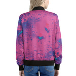 Pink And Blue Acid Melt Print Women's Bomber Jacket