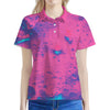 Pink And Blue Acid Melt Print Women's Polo Shirt