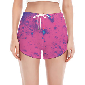 Pink And Blue Acid Melt Print Women's Split Running Shorts