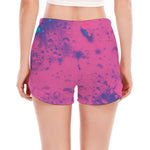 Pink And Blue Acid Melt Print Women's Split Running Shorts