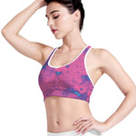 Pink And Blue Acid Melt Print Women's Sports Bra