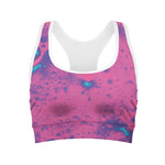 Pink And Blue Acid Melt Print Women's Sports Bra