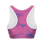 Pink And Blue Acid Melt Print Women's Sports Bra